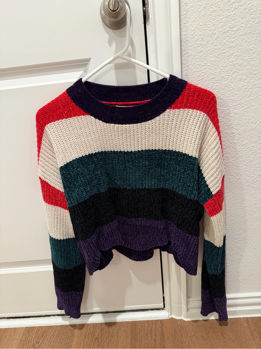Chenille Color-block Multi-Colored Sweater